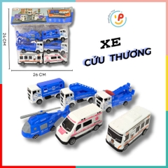 Túi 6 chiếc xe đồ chơi cho bé nhiều loại phương tiện chạy trớn 832 peekabootoys