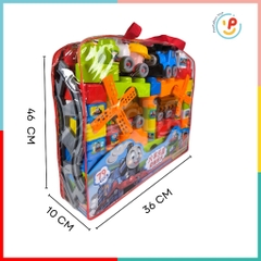 Túi ráp xếp hình khối sáng tạo - Mô hình đoàn tàu và xe ô tô - Đồ chơi phát triển tư duy 899-1