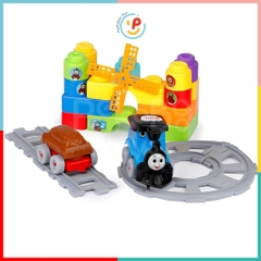 Túi ráp xếp hình khối sáng tạo - Mô hình đoàn tàu và xe ô tô - Đồ chơi phát triển tư duy 899-1