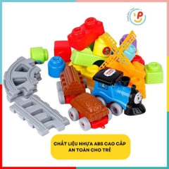 Túi ráp xếp hình khối sáng tạo - Mô hình đoàn tàu và xe ô tô - Đồ chơi phát triển tư duy 899-1
