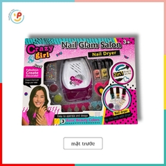 Đồ chơi sơn móng tay có máy hơ móng dùng pin kim tuyến sticker dán móng dễ thương 18284