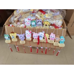 HOT TREND Sẵn Lồng đèn La bubu Mini Giỏ Mây Tre Đan thiết kế thủ công có đèn hot trend đồ chơi trẻ em Peekaboo Toys