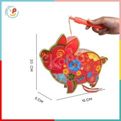 (Sẵn pin) Lồng đèn Trung Thu truyền thống 30cm giấy bóng kiếng CÓ NHẠC ĐÈN cho bé chơi lễ Peekaboo Toys