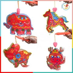 (Sẵn pin) Lồng đèn Trung Thu truyền thống 30cm giấy bóng kiếng CÓ NHẠC ĐÈN cho bé chơi lễ Peekaboo Toys