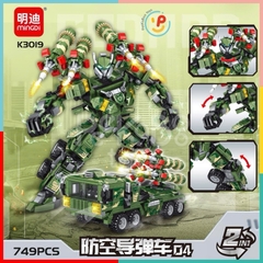 Đồ chơi lắp ráp xếp hình robot biến hình xe hoả tiễn 749 mảnh K3019 PeeKaPaw Toys