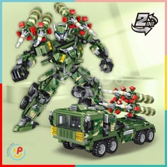 Đồ chơi lắp ráp xếp hình robot biến hình xe hoả tiễn 749 mảnh K3019 PeeKaPaw Toys