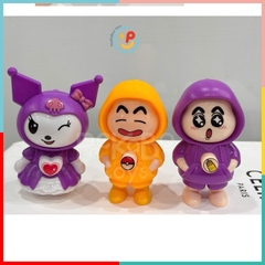 Móc khoá xoay mặt đồ chơi vô tri nhiều mẫu Shin chan Doremon Kuromi PeeKaPaw Toys