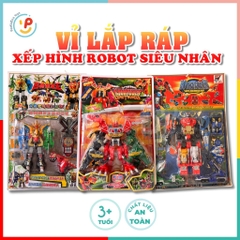 Đồ chơi vỉ lắp ráp xếp hình Robot Siêu nhân nhiều mẫu cỡ lớn có đèn âm thanh PeeKaPaw Toys