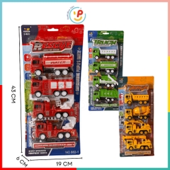 VỈ 4 CHIẾC XE CỨU HỎA, XE CÔNG TRÌNH, XE ĐÔ THỊ NHIỀU MẪU PeeKaPaw Toys