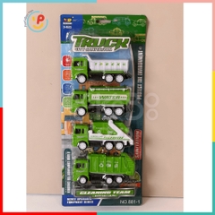 VỈ 4 CHIẾC XE CỨU HỎA, XE CÔNG TRÌNH, XE ĐÔ THỊ NHIỀU MẪU PeeKaPaw Toys
