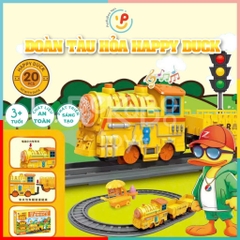 Đồ chơi lắp ráp đường ray đoàn Tàu hỏa Happy Duck 9916 PeeKaPaw Toys