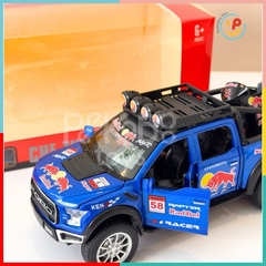 Đồ chơi mô hình xe Jeep Red Bull chở xe mô tô 23cm chất liệu hợp kim cao cấp có pin có đèn và âm thanh PeeKaPaw