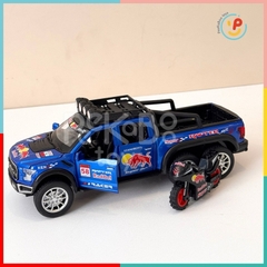 Đồ chơi mô hình xe Jeep Red Bull chở xe mô tô 23cm chất liệu hợp kim cao cấp có pin có đèn và âm thanh PeeKaPaw
