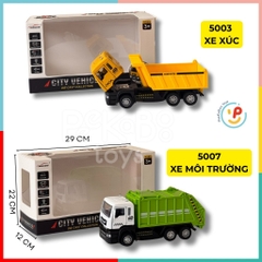 Đồ chơi xe công trình chạy trớn có âm thanh có thể mở cửa kéo đầu xe Peekapaw Toys