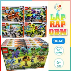 Trọn bộ 4 hộp Đồ Chơi Lắp Ráp Thế giới khủng long 110-119 mảnh PeeKaPaw Toys OBM 9046