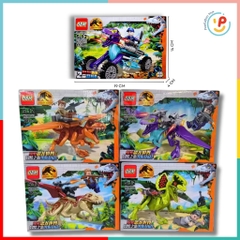Trọn bộ 4 hộp Đồ Chơi Lắp Ráp Thế giới khủng long 110-119 mảnh PeeKaPaw Toys OBM 9046