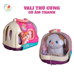 Đồ chơi vali thú cưng lồng mèo bông chó bông biết đi kêu vẫy đuôi kèm phụ kiện PeeKaPaw Toys