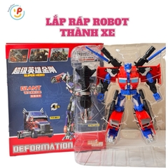 Robot Biến Hình Thành Xe Tải Optimus 666-67 Đồ Chơi Siêu Nhân Lắp Ráp Cho Bé PeeKaPaw Toys