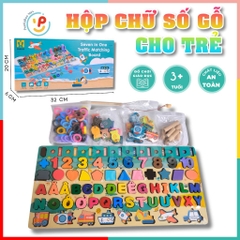 Hộp đồ chơi peekabootoys bằng gỗ cho bé tập xếp chữ số hình khối thông minh