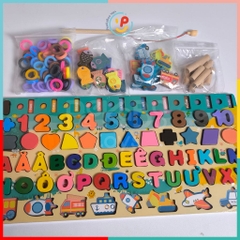 Hộp đồ chơi peekabootoys bằng gỗ cho bé tập xếp chữ số hình khối thông minh