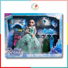 Đồ chơi peekabootoys Búp bê công chúa tuyết Elsa vương miện và phụ kiện váy hộp 42 cm 3028