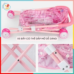 Đồ chơi peekabootoys xe đẩy búp bê màu hồng đồ chơi cho bé 48 cm