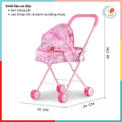 Đồ chơi peekabootoys xe đẩy búp bê màu hồng đồ chơi cho bé 48 cm