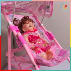 Đồ chơi peekabootoys xe đẩy búp bê màu hồng đồ chơi cho bé 48 cm