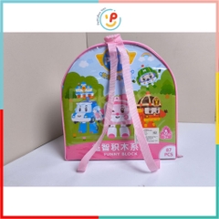 Đồ chơi Peekabootoys túi lắp ráp xếp hình ba lô Robocar Poli 87 chi tiết 3638