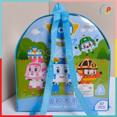 Đồ chơi Peekabootoys túi lắp ráp xếp hình ba lô Robocar Poli 87 chi tiết 3638