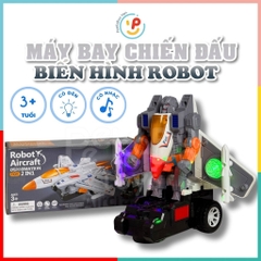 Đồ chơi máy bay chiến đấu biến hình Robot dùng pin có đèn và âm thanh 388-61 PeeKaPaw Toys