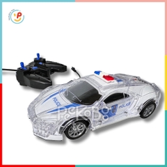 Xe cảnh sát điều khiển từ xa có đèn và âm thanh pin sạc 665-2 PeeKaPaw Toys