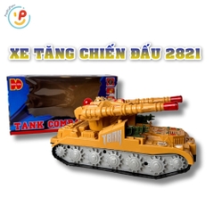 Xe tăng đồ chơi bánh xích Combat màu vàng có đèn và âm thanh chiến đấu mã 2821 PeeKaPaw Toys