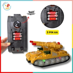Xe tăng đồ chơi bánh xích Combat màu vàng có đèn và âm thanh chiến đấu mã 2821 PeeKaPaw Toys