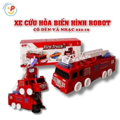 Đồ chơi Xe cứu hỏa biến hình robot có đèn và âm thanh sống động 222-19 PeeKaPaw Toys