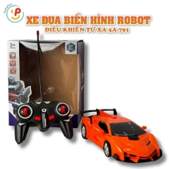 Xe đua điều khiển biến hình robot màu cam có đèn âm thanh 5A-791 PeeKaPaw Toys