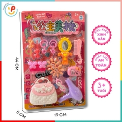 Bộ dụng cụ làm tóc công chúa 13047 PeeKaPaw Toys cho bé gái kèm gương, túi xách, máy sấy và phụ kiện