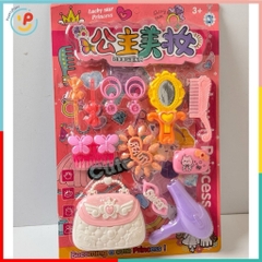 Bộ dụng cụ làm tóc công chúa 13047 PeeKaPaw Toys cho bé gái kèm gương, túi xách, máy sấy và phụ kiện