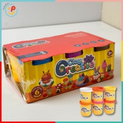 Hộp 6 hũ đất sét nhiều màu sắc sáng tạo mã 67-19 PeeKaPaw Toys