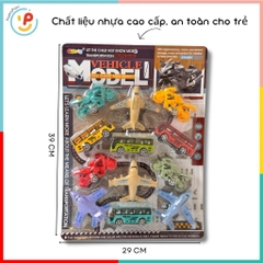 Vỉ 12 Mô Hình Máy Bay Xe Buýt Xe Mô Tô Mini Giao Thông PeeKaPaw Toys