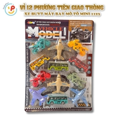 Vỉ 12 Mô Hình Máy Bay Xe Buýt Xe Mô Tô Mini Giao Thông PeeKaPaw Toys