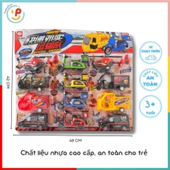 Vỉ 12 Mô Hình Máy Bay Xe Buýt Xe Mô Tô Mini Giao Thông PeeKaPaw Toys