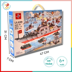 Bộ Lắp Ráp Tàu Chiến Ocean Missile Ship LX.A399 526 Mảnh 8in1 Có 2 Nhân Vật – PeeKaPaw Toys