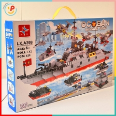 Bộ Lắp Ráp Tàu Chiến Ocean Missile Ship LX.A399 526 Mảnh 8in1 Có 2 Nhân Vật – PeeKaPaw Toys