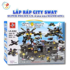 Bộ Lắp Ráp City SWAT Super Police LX.A394 554 Mảnh 8in1 Kèm 3 Nhân Vật – PeeKaPaw Toys