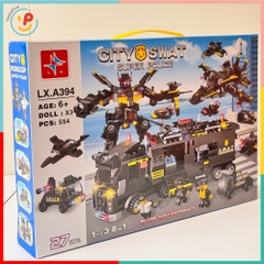 Bộ Lắp Ráp City SWAT Super Police LX.A394 554 Mảnh 8in1 Kèm 3 Nhân Vật – PeeKaPaw Toys