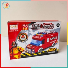 Đồ chơi lắp ráp xe cứu hoả chạy trớn 70 chi tiết mã 89-203B PeeKaPaw Toys