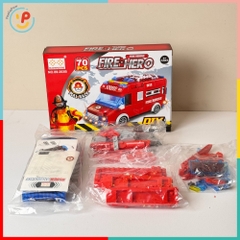 Đồ chơi lắp ráp xe cứu hoả chạy trớn 70 chi tiết mã 89-203B PeeKaPaw Toys