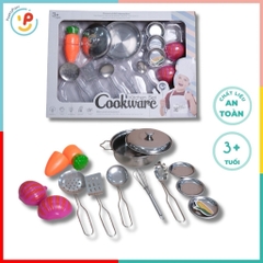 Đồ chơi nhà bếp chất liệu inox 9 món 1402 Đồ chơi nấu ăn PeeKaPaw Toys