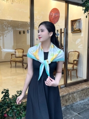 Khăn lụa tơ tằm vẽ tay – khăn lụa vuông vẽ hoa mộc lan vàng